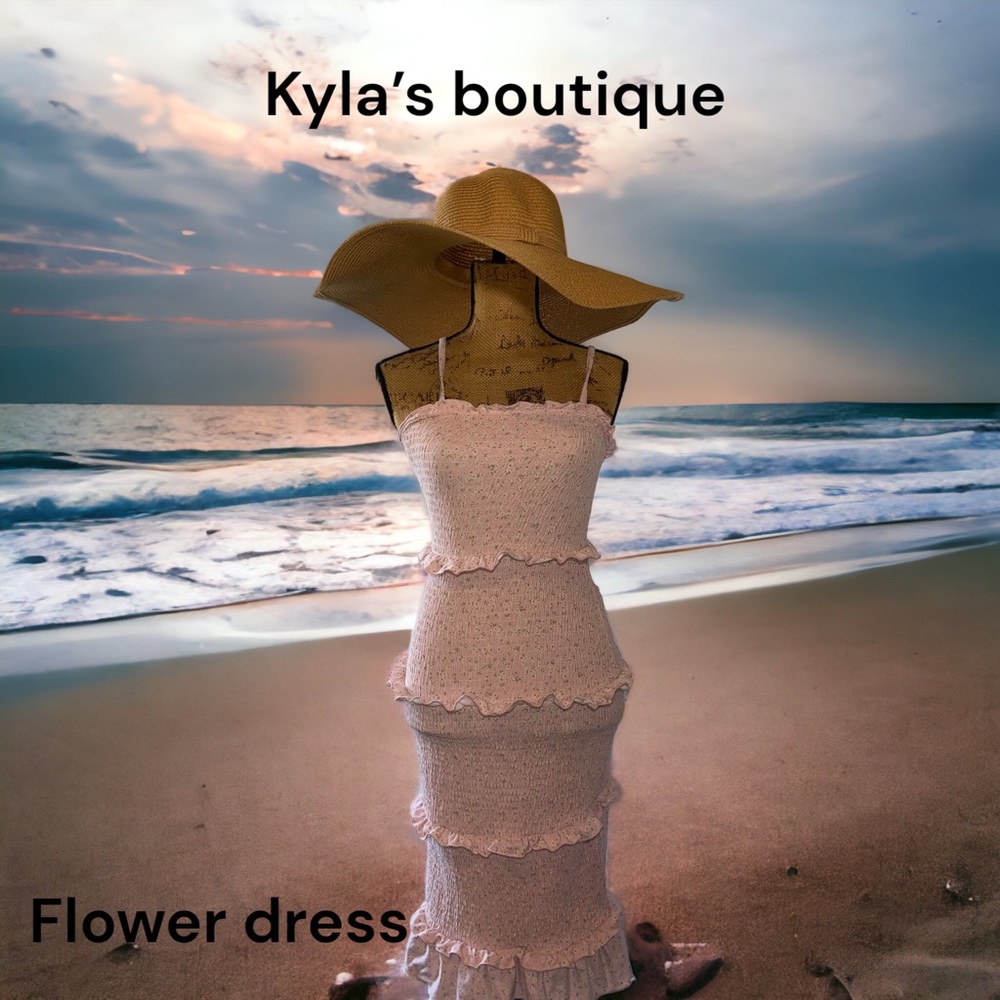 Floral pink dress with ruffles